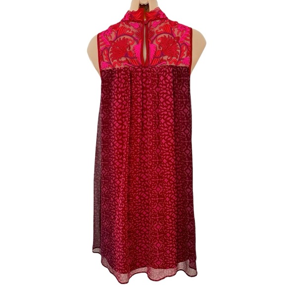 NIKI MAHAJAN AMARA EMBROIDERED CHIFFON SWING DRESS SZ 2 ~ ANTHROPOLOGIE - Picture 6 of 7